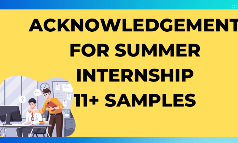 Acknowledgement for summer internship